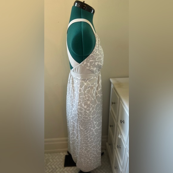 A|X Armani Exchange Criss-Cross Back Maxi Dress (White/Grey, Patterned, US 0) - Picture 2 of 3